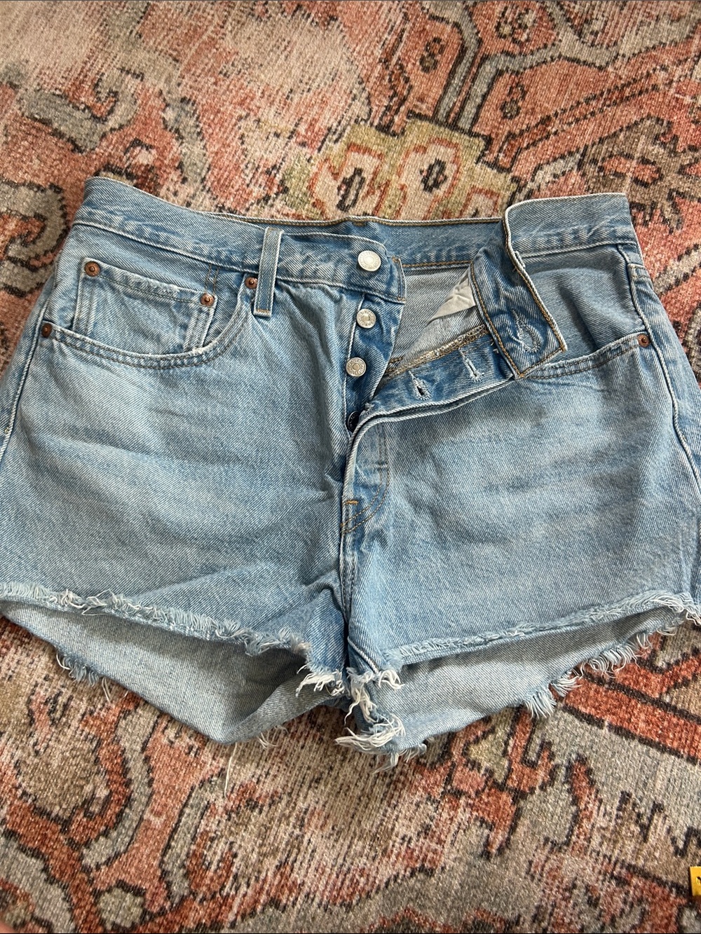 Levi’s 501 cut offs Light Blue Denim Button-Fly Women’s Shorts